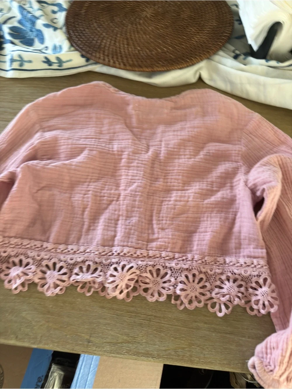 Zara Pink Crochet-Trim Button Front Top